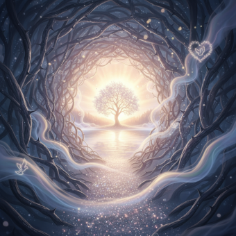 abstract image symbolizing healing from the trauma of shunning as coercive control with light overcoming darkness